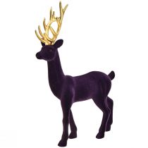 položky Deco jelen sob fialová zlatá vločkovaná figurka V37cm