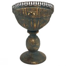 položky Váza na šálek kovová dekorace šálek zlato šedý starožitný Ø15,5cm V22cm