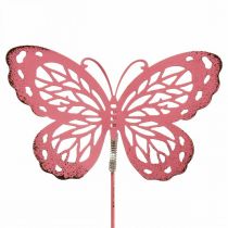 položky Zahradní kůl motýl kovový růžový H30cm 6ks