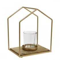 položky Lampionový domeček kovová dekorace čajová svíčka sklo 20×16×26cm