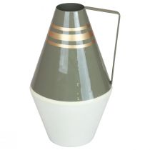 položky Váza kovová rukojeť šedá/krémová/zlatá vintage Ø19cm V31cm