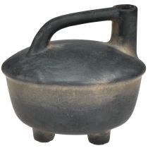 položky Dekorativní váza džbán keramický starožitný vzhled antracit béžový 18cm