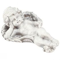 položky Anděl ležící ozdobná postava hrobová dekorace šedý polyresin 22cm