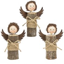 položky Anděl s kudrlinkami dřevěná dekorace Vánoční přírodní H15cm 3ks