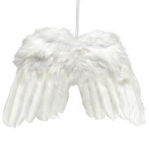 Andělská křídla z bílých peříček – romantická vánoční dekorace na zavěšení 25×18cm 3ks
