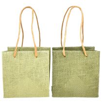 Dárkové tašky s uchem papírová fólie zelená 10,5cm 12 ks