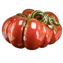 položky Lesklá keramická dýně v zářivě červeno-oranžové barvě se zelenou stopkou - 21,5 cm - ideální podzimní dekorace