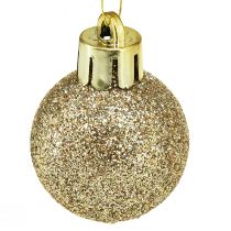 položky Mini koule na vánoční stromeček Pearl Golden plast Ø3cm 14ks