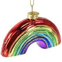 položky Skleněný duhový ornament - slavnostní vánoční ozdoba na stromeček s lesklými barvami