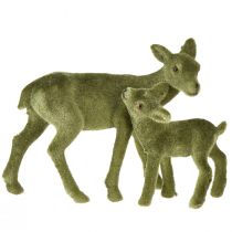 Dekorativní figurky jelenů Vánoční zelený hejnový jelen s kolouchem v sadě V9/5,5cm 4 kusy