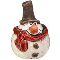 položky Keramická figurka sněhuláka, bílá, 6,9 cm – zimní vánoční dekorace – 6 ks