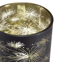 položky Elegantní skleněná lucerna s designem ohňostroje – černá a zlatá, 9 cm – ideální dekorace pro slavnostní příležitosti – balení 6 ks