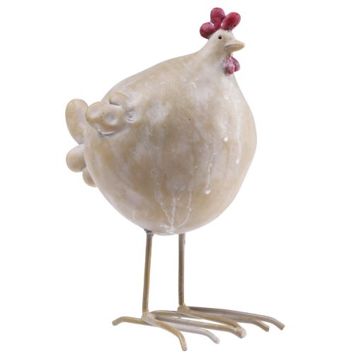 Dekorativní kuře velikonoční dekorace postava slepice béžová červená 11×8×15,5cm