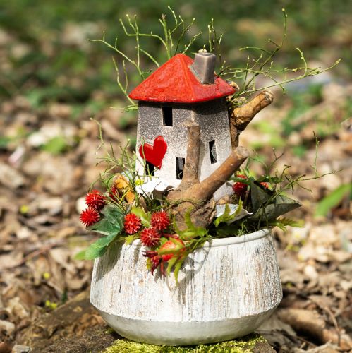 Zamilované keramické domovní lucerny v sadě 2 kusů - design srdce, červená &amp; přírodní, 17,5 cm - romantická dekorace do domácnosti