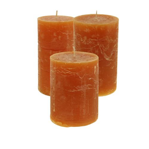 Floristik24 Jednobarevné sloupové svíčky Rustic Dark Orange Sunset
