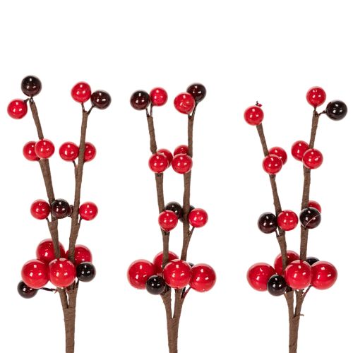 položky Umělá větvička s červenými bobulemi, 15 cm, 6 kusů