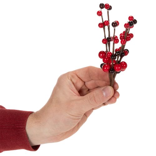 položky Umělá větvička s červenými bobulemi, 15 cm, 6 kusů
