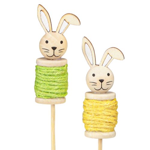 Dřevěné velikonoční květinové špunty Easter Bunny Green Yellow L32cm 8 ks