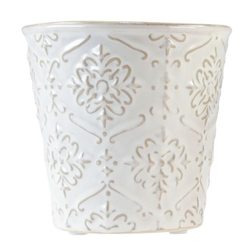 položky Květináč keramický květináč bílá krémová béžová Ø13,5cm 2ks