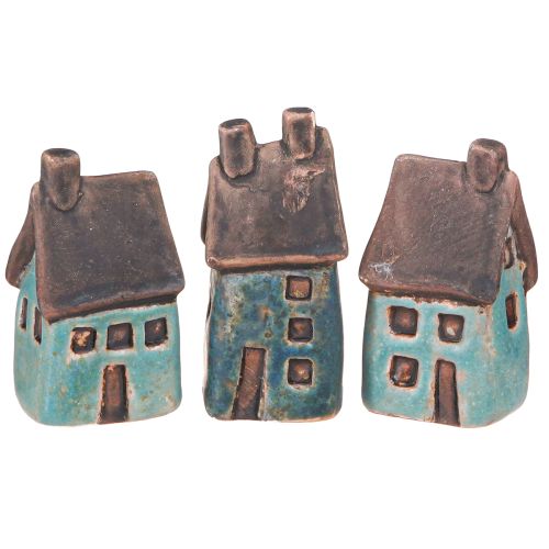 Dekorativní House Ceramic Modrá Hnědá Vintage V6,5/7cm 6 ks