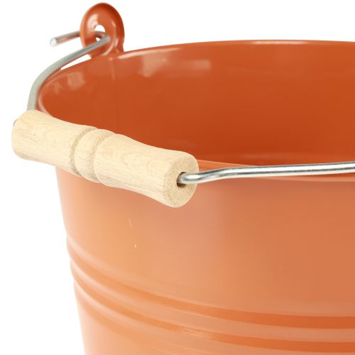 položky Dekorativní vědro kovový květináč oranžovohnědý Ø22cm V21,5cm 6L