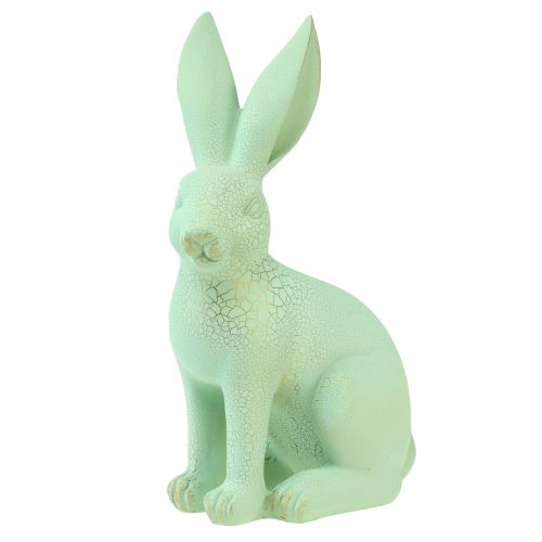 položky Dekorativní králík sedící zelený pastelově zlatý craquelure vintage 23,5cm