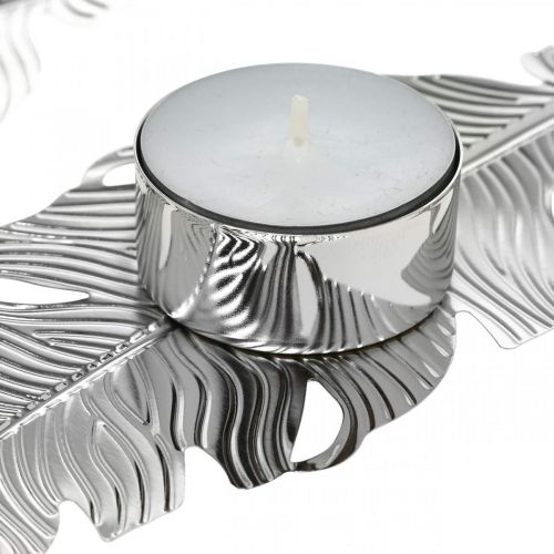 Floristik24 Peříčka na čajovou svíčku, adventní dekorace, kovová dekorace, svícen stříbrný Ø3,8cm L16,5cm 4ks