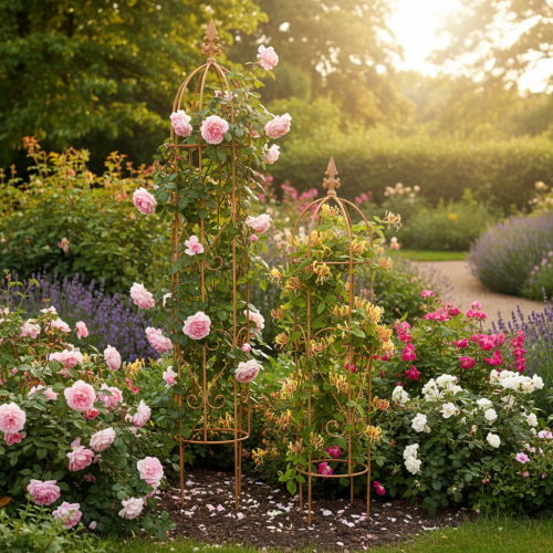 položky Zahradní treláž, pomůcka pro lezení růží a dalších popínavých rostlin, ideální zahradní design, 108 cm, sada 2 kusů.