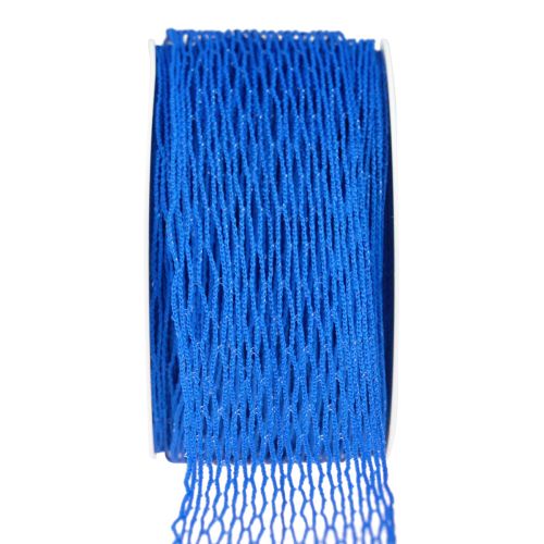 Síťová páska, mřížková páska, dekorativní páska, modrá, vyztužená drátem, 50 mm, 10 m