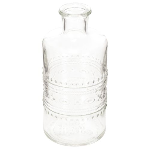 položky Skleněná láhev se vzorem, válcová, průhledná, dekorativní váza, 15 cm, 6 kusů