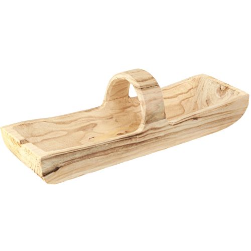 Dřevěný košík košík s uchem Paulownia wood 56×16cm H16cm