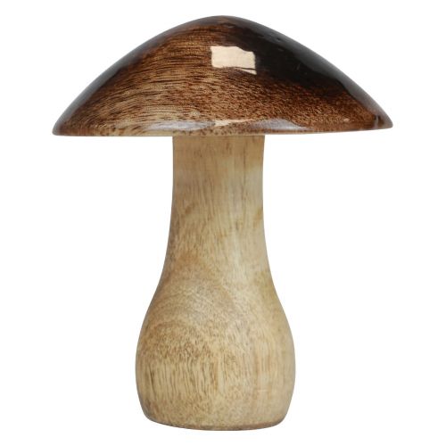 položky Dřevěná houbová dekorace přírodní hnědý lesk efekt Ø10cm H12cm