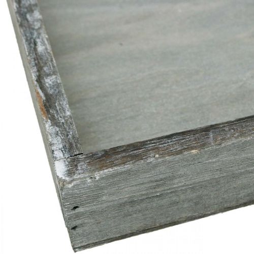 položky Podnos dřevěný čtvercový šedý, vypraný bílý dekorační podnos 19×19cm