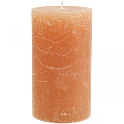 Jednobarevné svíčky Orange Peach sloupové svíčky 85×150mm 2ks