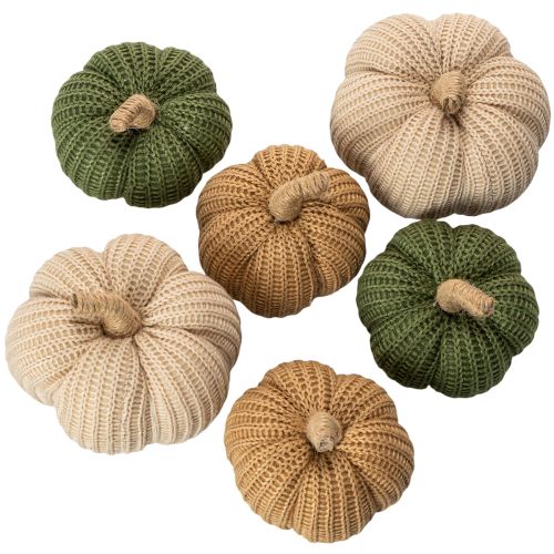 položky Dekorativní pletené dýně, podzimní dekorace, 10 cm, 6 kusů