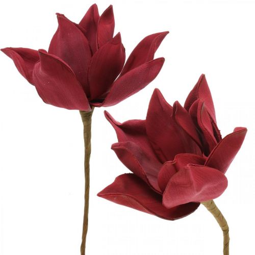 Umělá magnólie červená umělá květina pěnová květinová dekorace Ø10cm 6ks