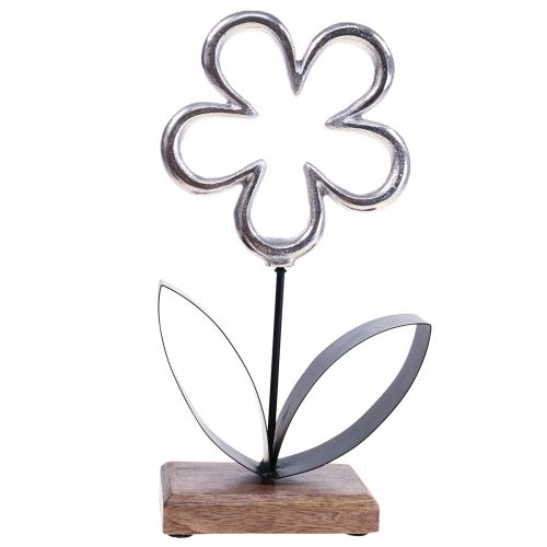 Kovová květinová dekorace stříbrná černá stolní dekorace pružina V36cm