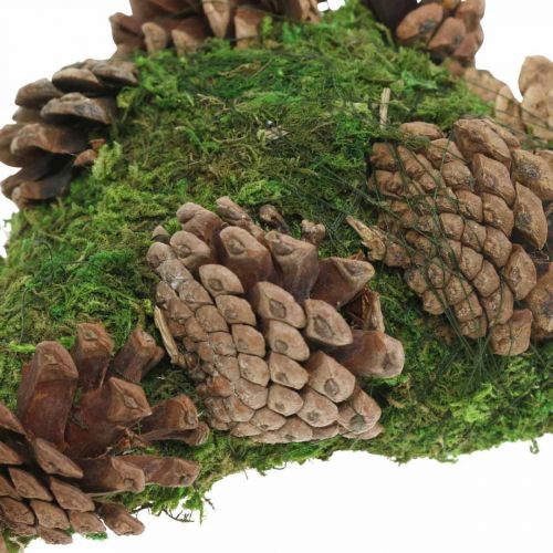 Floristik24 Náhrobní dekorace mechové srdce se šiškami na smuteční aranžmá 20 × 13 cm
