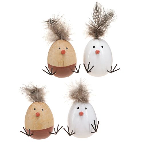 Easter Chick Chick Easter Egg Feathers White Natural H9cm 4 ks