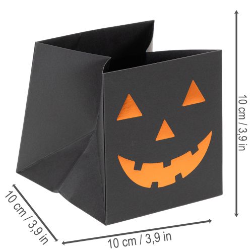 položky Papírový sáček s dýňovým obličejem, halloweenská dekorace 10 cm, 6 ks