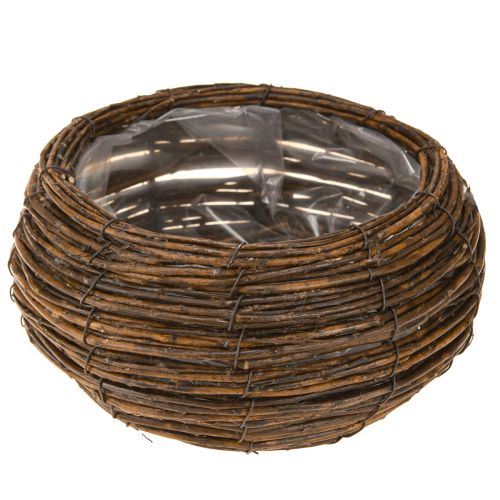 položky Košík na rostliny kulatý s fóliovým proutěným košíkem hnědý Ø32/23cm sada 2 ks