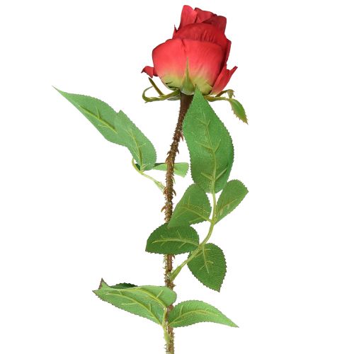 Větev růže hedvábný květ umělá růže červená 72 cm