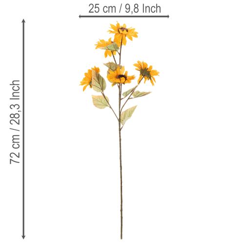 položky Umělý květ slunečnice, realistická dekorace, 72 cm, 2 kusy