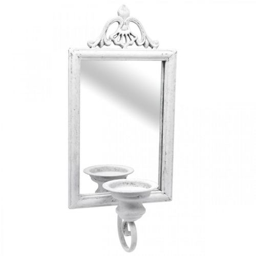 Floristik24 Zrcadlový starožitný efekt se svícnem White Metal Shabby H50cm