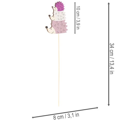 položky Dekorativní zahradní kůly - Barevná rodinka ježků - 34 cm, 12 kusů