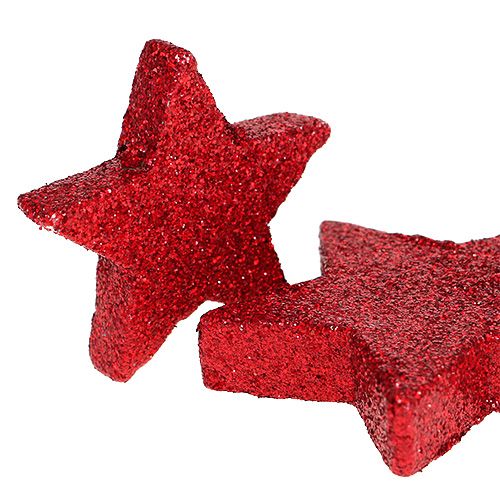položky Bodová dekorace hvězdičky červená, slída 4-5cm 40ks