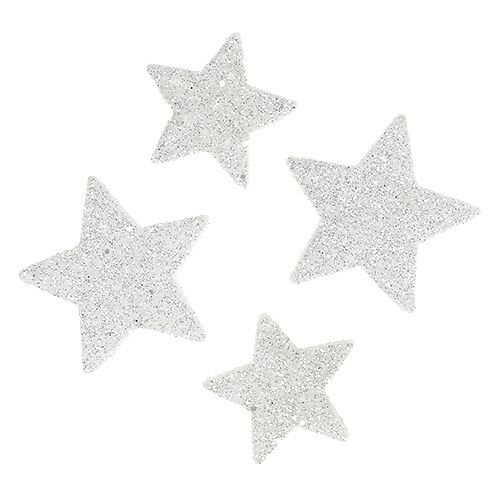 Floristik24 Bodová dekorace hvězdy bílá se slídou 4-5cm 40ks