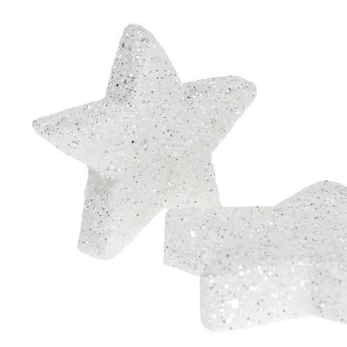 položky Bodová dekorace hvězdy bílá se slídou 4-5cm 40ks