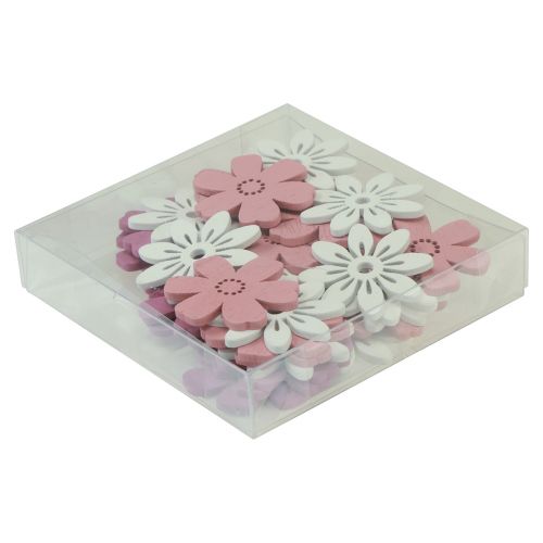 položky Bodová dekorace stolní květiny dřevo bílá růžová fialová 3,5cm 36ks