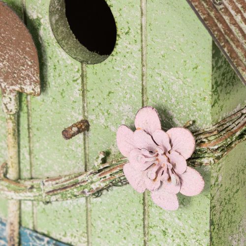 položky Ptačí budka s květinovou výzdobou, romantická dekorace venkovského domu, 19 cm